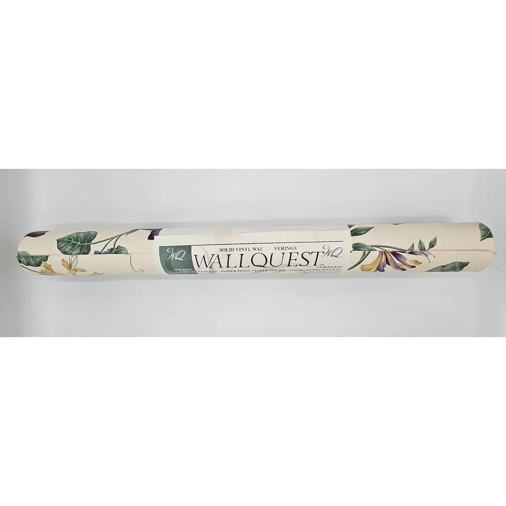 Vintage Wallquest Wallpaper Roll NS31307 Floral Vinyl Wallcovering Purple Yellow